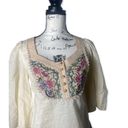 Tracy Reese Plenty by  SZ 2 embroidered front cream blouse Photo 3