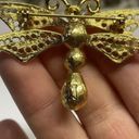 Monet Signed  Costume Brooch Pin - Gold Tone Faux Pearl Dragonfly Insect Photo 7