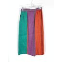 American Vintage VTG 80s Prophecy Midi Skirt Womens XS Multicolor Purple Green Red Linen Blend Photo 5