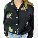 Coldwater Creek 00s  Vintage Black Pink Floral Embroidered Button Up Photo 7