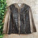 Joseph Ribkoff  Faux Suede Leather Textured Jacket Brown Black Art Wear Size 14 Photo 6