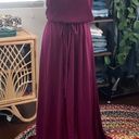 Mulberry Vintage 70s  Wine Spaghetti Strap Elastic Waist Disco Maxi Dress - M Photo 0