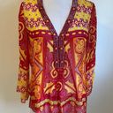 Hale Bob  Cabana Silk Beaded V Neck Blouse Photo 0