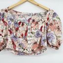 FashioNova  Crop Top Blouse Floral Print Puff Sleeve  Size Large New Photo 10