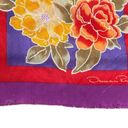 Oscar de la Renta  Silk Floral Scarf Vintage Purple Red Photo 5