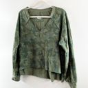 Pilcro  Reworked Popover V-Neck 100% Cotton Sweatshirt Green Camo Print Medium Photo 7