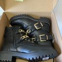 London Fog Womens Black Combat Boots Photo 2