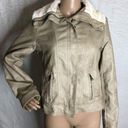 Dress Barn Fur Lined Tan Leather Jacket Photo 0