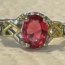 Ruby New Oval  CZ SilverTone & Gold Tone Ring Size 6 7/8 Photo 0