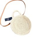The Loft  Outlet Rattan Wicker Circle Purse Colorful Pom Poms Shoulder Bag NWT OS Photo 6
