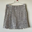 love on a hanger NWT XS Silver Sequin Mini Skirt with Side Slits Sexy Zipper Close Evening Night Photo 6