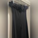 Jessica McClintock VTG 90s  Gunne Sax Black Feather-Trim Sleeveless Maxi Dress Photo 11