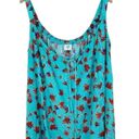 CAbi  #5230 Palm Print Tassel Tie Tank Top Size Large Blue/Green Photo 0