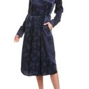 Vince Marine Blue Tulip Jacquard Long Sleeve Midi Dress XS Photo 0