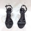 Calvin Klein  Heeled Sandals Black White Fabric Strappy Heels Sz 7.5 Ankle Strap Photo 1