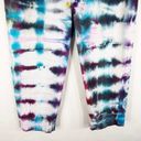 Chico's  1 Size 8 Cropped Jeans Handmade Tie Dye Flower Frenzy Black Pink 205 Photo 3