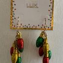 Lux NWT!  Fun Dangle Christmas Pierced Earrings Glitter Bulbs In Gold Red & Green Photo 5