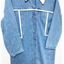 Vintage Blue J. Denim Coat Womens‎ Sherpa Trimmed Long Length XL Photo 2