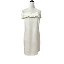 Marina Womens Shift Dress White Ruffles Mini Stretch Strapless Ruffle Zip 6 Photo 1