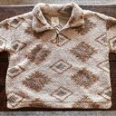 Thread and Supply  Wubby Sherpa style Quarter Zip Aztec Print Cropped Sweater Photo 3