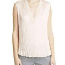 Vince NWT  Crushed Sleeveless Double V-neck Blouse Top XL French Rose Japan Satin Photo 0