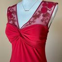 Laundry by Shelli Segal  | Red Full Length Embroidered Mesh Formal Gown Sz S Photo 3