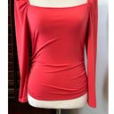 Abound  Womens Casual Top Red 3/4 Sleeve Stretch Ruched Square Neck M New Photo 3