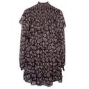 Cinq à Sept  Drew Leaf Print Long Sleeve Smocked Dress In Cacao Multi Size 10 Photo 5