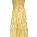 Angie  Midi Dress Cap Sleeve Tiered Skirt Yellow Floral Open Back Womens Large Photo 4