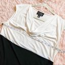 St. John  Essentials White Black Cowl Neck Sleeveless Blouse Photo 2