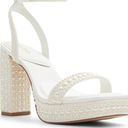 ALDO Lulu White Block Heel Ankle Strap Pearl Embellished Platform Sandals Size 7 Photo 0