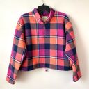 American Eagle  Plaid Crop Teddy Sherpa Fleece Jacket M Photo 2