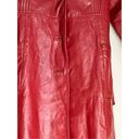 Vintage Womens Leather Lined Belted trenchcoat leathercraft red M Size M Photo 2