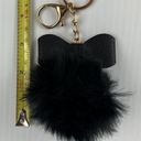 Poof Black Soft Pom Pom With Rhinestones Bow Keychain  Photo 5