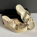 Gucci Bamboo Horsebit Leather and Satin Printed Espadrilles Wedge Sandals Sz 9+ Photo 9