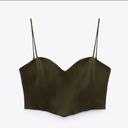 ZARA Bustier / Corset Crop Top Khaki Photo 2