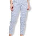 Juicy Couture  High Rise White Blue Stripe Girlfriend Jeans with Studded Detail Photo 0