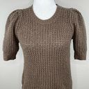 Michael Stars  Astrid Dolma Pullover Open Knit Short Sleeve Sweater Brown Small Photo 6