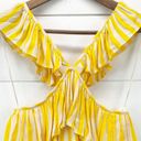 Rebecca Minkoff  Womens XS Doris Yellow Stripe Ruffle Shoulder Sleeveless Top Photo 4