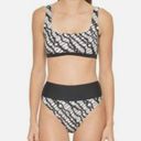 DKNY  2 PC Set Black & White High Waist Swim Bikini Top & Bottom Medium NWT Photo 0