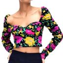 ZARA NWT. $50R  Off Shoulder Sweetheart Neckline Floral Crop Top Blouse Size M Photo 0