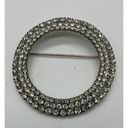 Vintage Rhinestone Brooch Triple Layer Wreath Silver Tone Photo 0