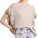 IRO  Women’s Size S Beige Tan Dalia Ruffled Sides Jersey Shirt Top Photo 0