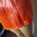 Cache  Satin Blouse Cami Scoop Square Neck Keyhole Orange Small Sherbet Tangerine Photo 3