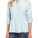 Caslon  100% Lyocell Chambray Bleach Button Down Peplum Top Photo 0