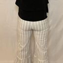 English Factory Gray Striped Ruffle Cropped Bell Bottom Linen Pants - XS Photo 5