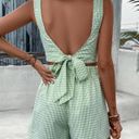 2 Piece Gingham Backless Set Green Photo 2