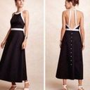 Maeve Anthropologie  Black and White Open Back Button Down Midi Dress Photo 1