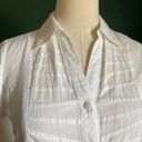 August Silk Y2K White Cotton Crochet Coquette Button Down Short Sleeve Top Photo 9