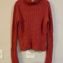 Garnet Hill  Turtleneck Sweater Size Large Red Wool Ribbed Knit Photo 1